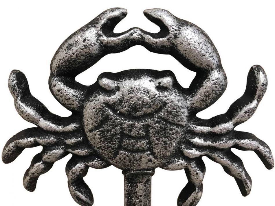 Rustic Silver Cast Iron Wall Mounted Crab Hook 5"