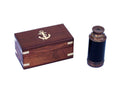 Deluxe Class Scout's Antique Copper - Leather Spyglass Telescope 7" with Rosewood Box