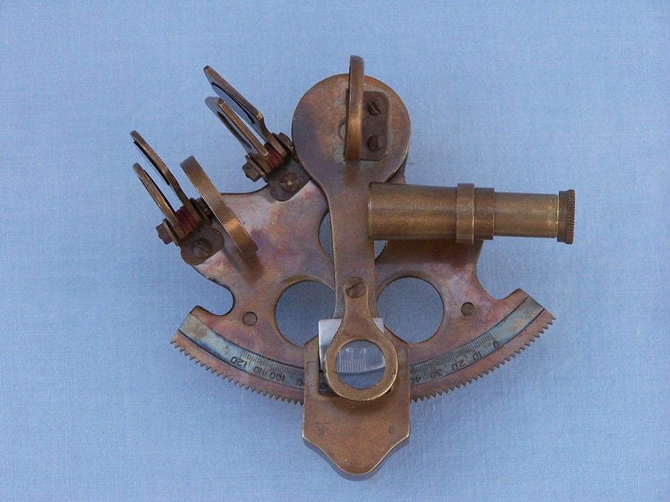 Scout's Antique Brass Sextant with Rosewood Box 4"