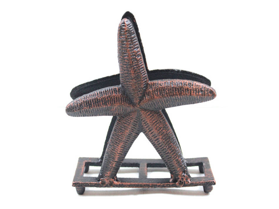 Rustic Copper Cast Iron Starfish Napkin Holder 6"