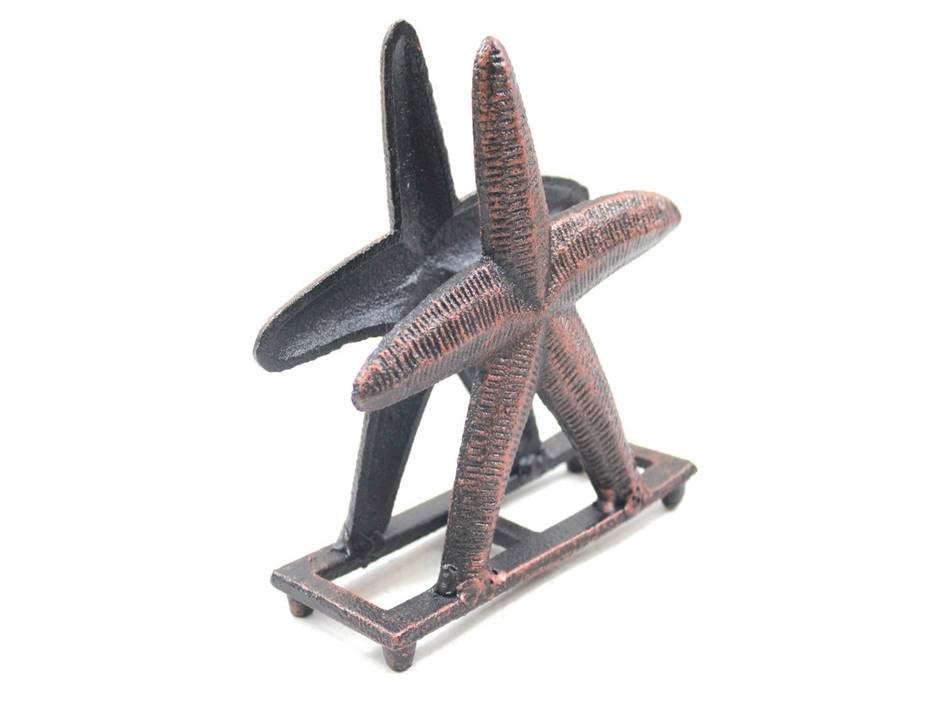 Rustic Copper Cast Iron Starfish Napkin Holder 6"