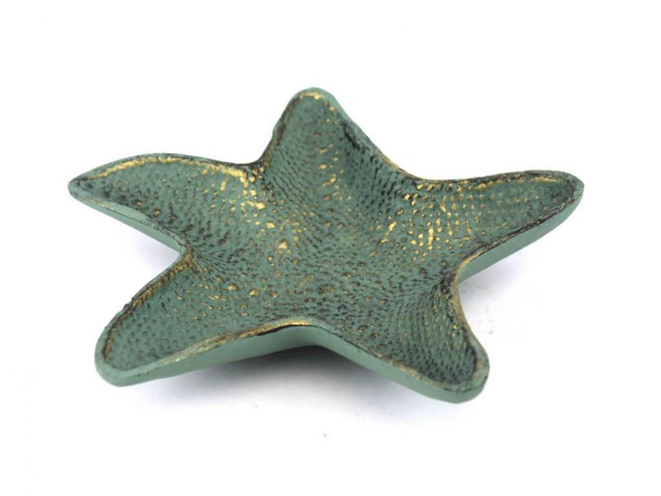 Antique Bronze Cast Iron Starfish Decorative Bowl 8"