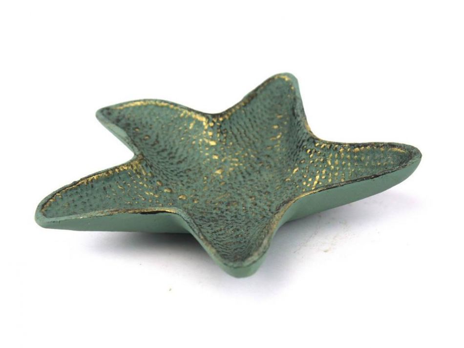 Antique Bronze Cast Iron Starfish Decorative Bowl 8"