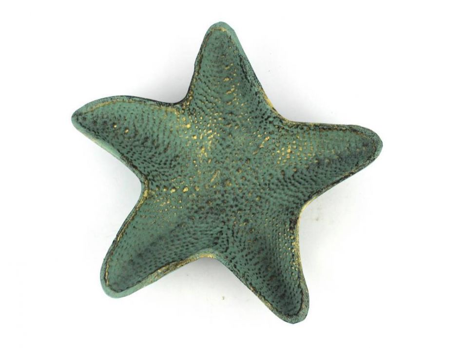 Antique Bronze Cast Iron Starfish Decorative Bowl 8"