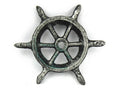 Antique Silver Cast Iron Ship Wheel Decorative Paperweight 4"