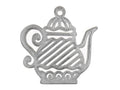 Whitewashed Cast Iron Teapot Trivet 9"