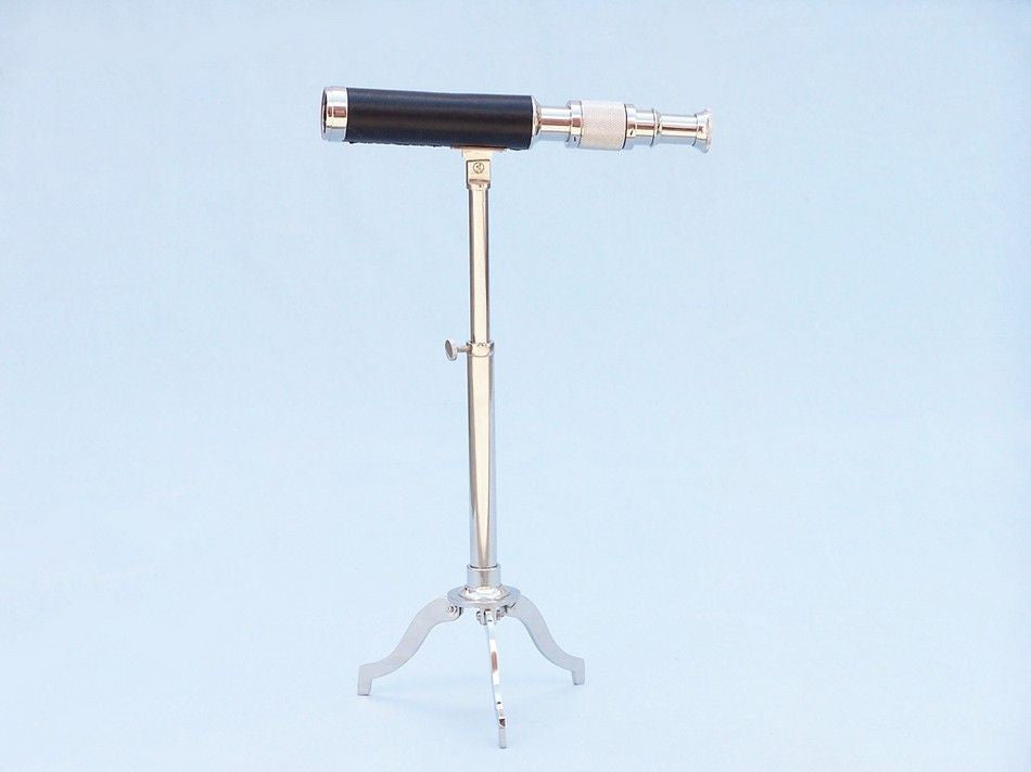Chrome with Leather Telescope on Stand 17"