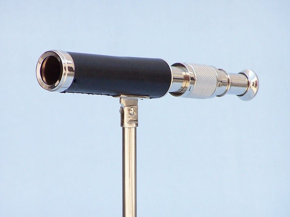 Chrome with Leather Telescope on Stand 17"