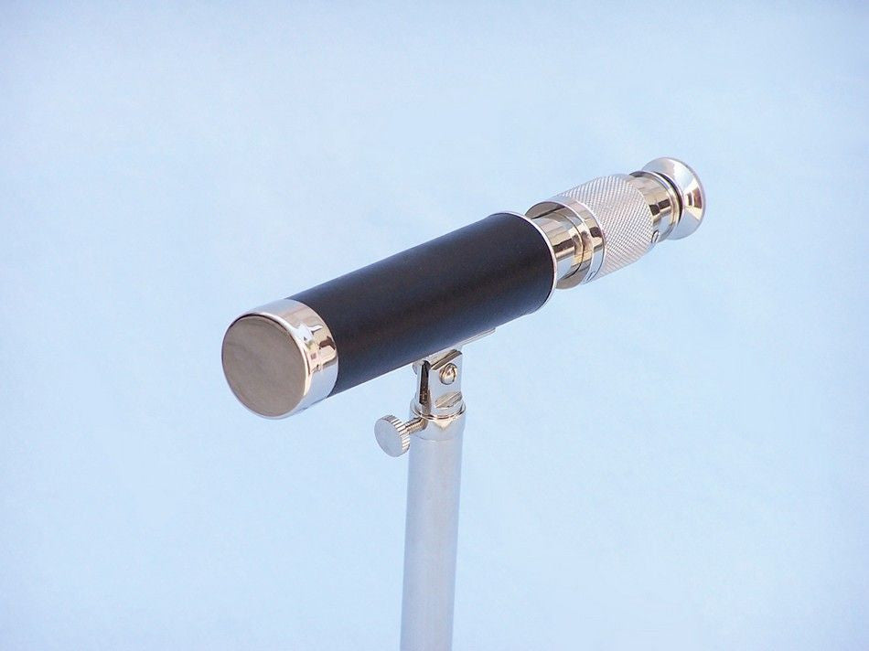 Chrome with Leather Telescope on Stand 17"