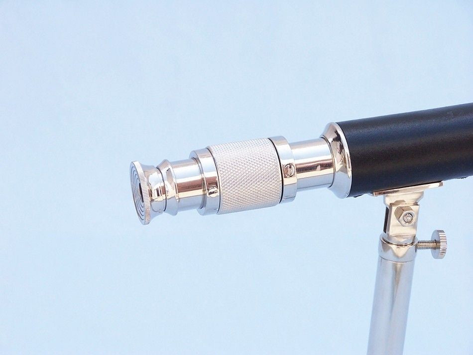 Chrome with Leather Telescope on Stand 17"
