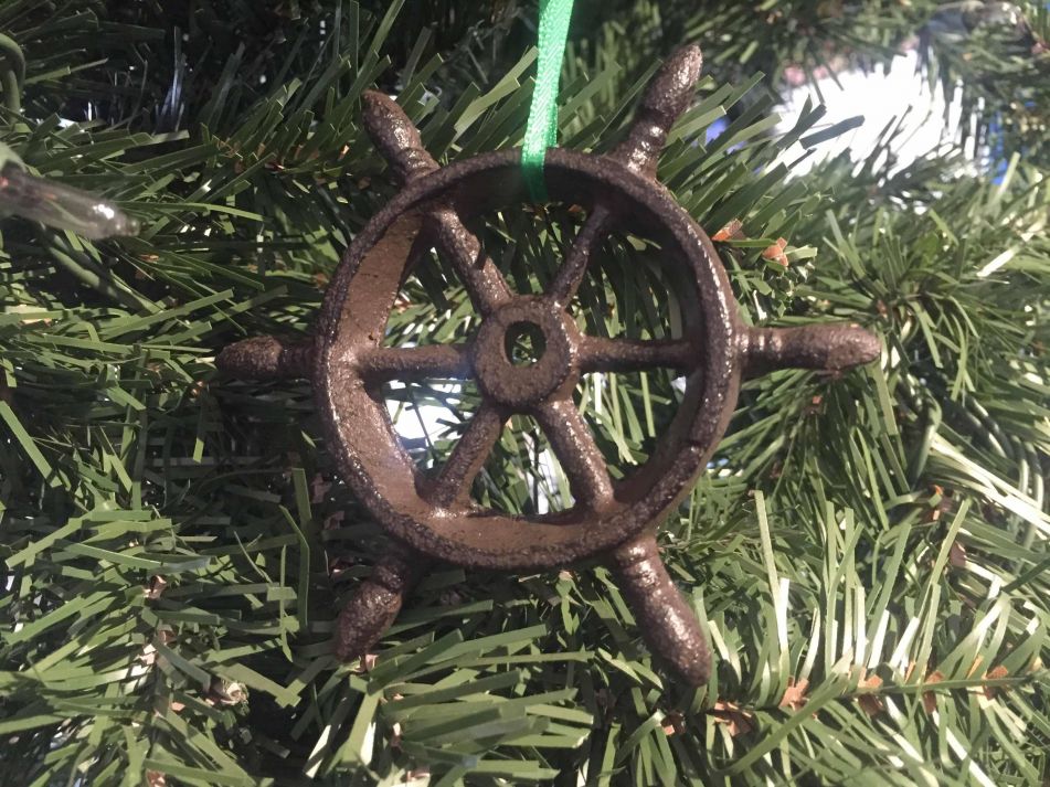 Cast Iron Ship Wheel Decorative Christmas Ornament 4"