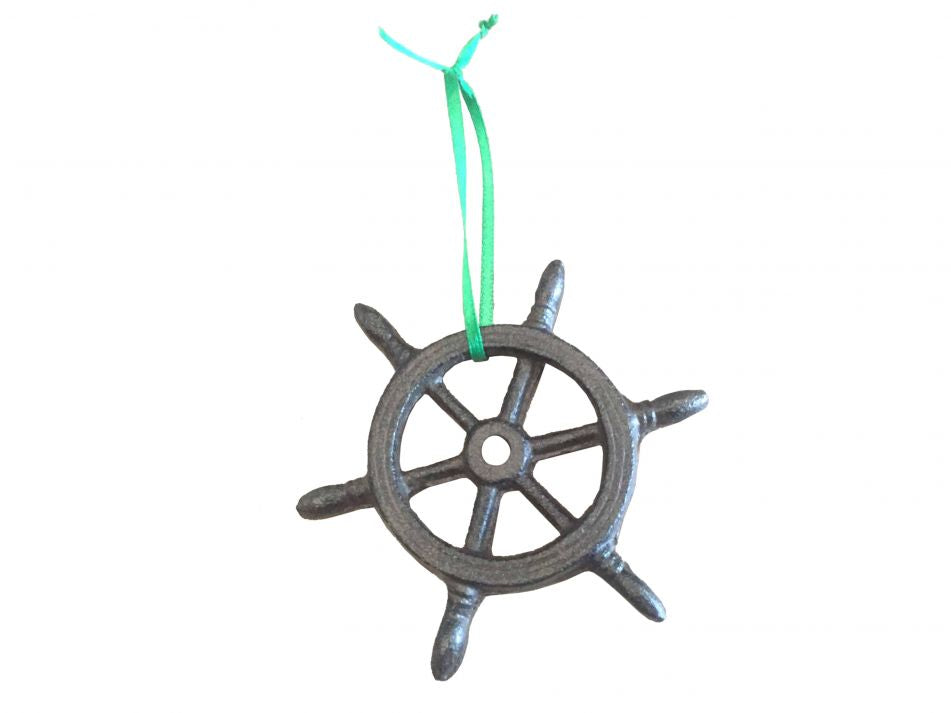 Cast Iron Ship Wheel Decorative Christmas Ornament 4"