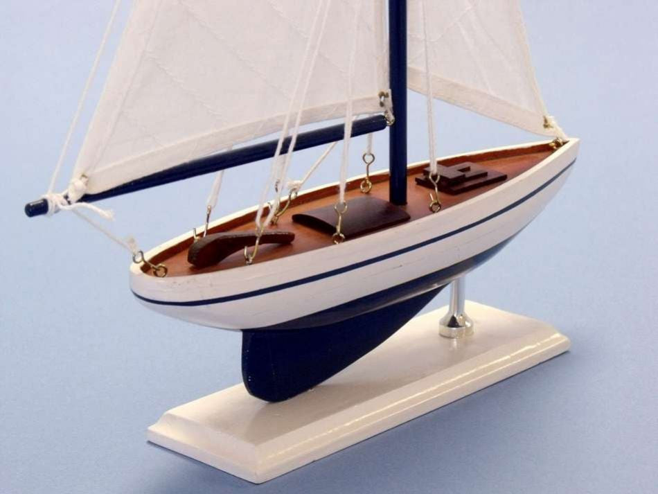 Wooden Blue Pacific Sailer Model Sailboat Decoration 17"
