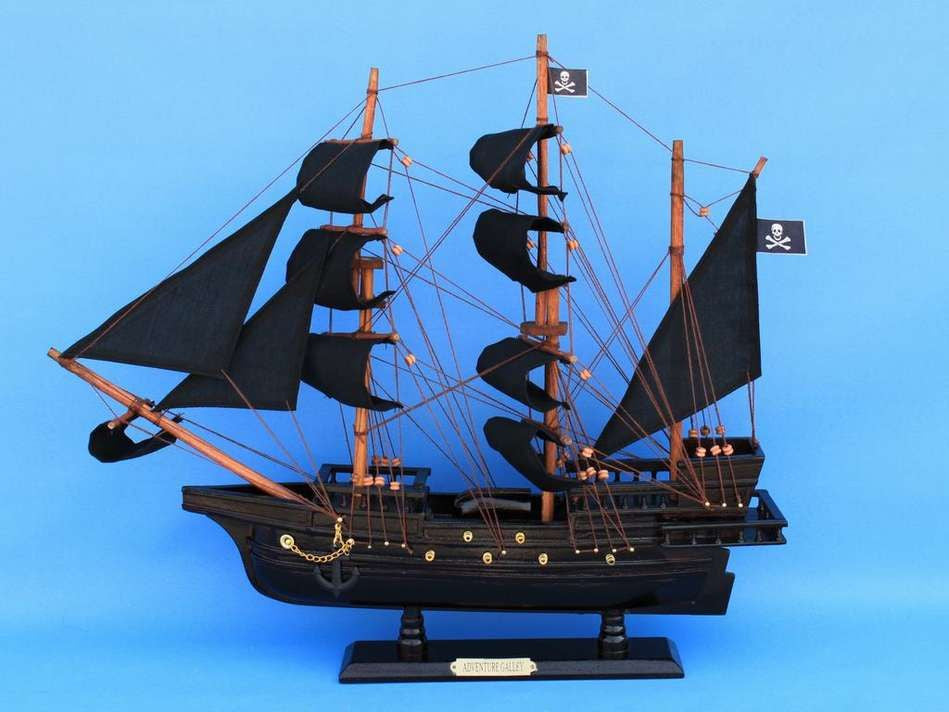 Wooden Captain Kidd's Adventure Galley Model Pirate Ship 20"