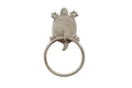 Whitewashed Cast Iron Turtle Towel Holder 8"