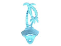 Rustic Dark Blue Whitewashed Cast Iron Wall Mounted Palmtree Bottle Opener 6"