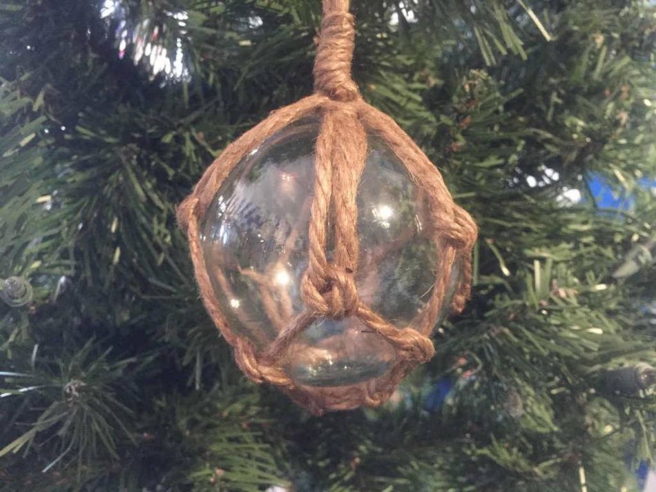 Clear Japanese Glass Ball Fishing Float Decoration Christmas Ornament 3"