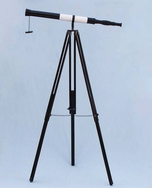 Admirals Floor Standing Oil Rubbed Bronze-White Leather with Black Stand Telescope 60"