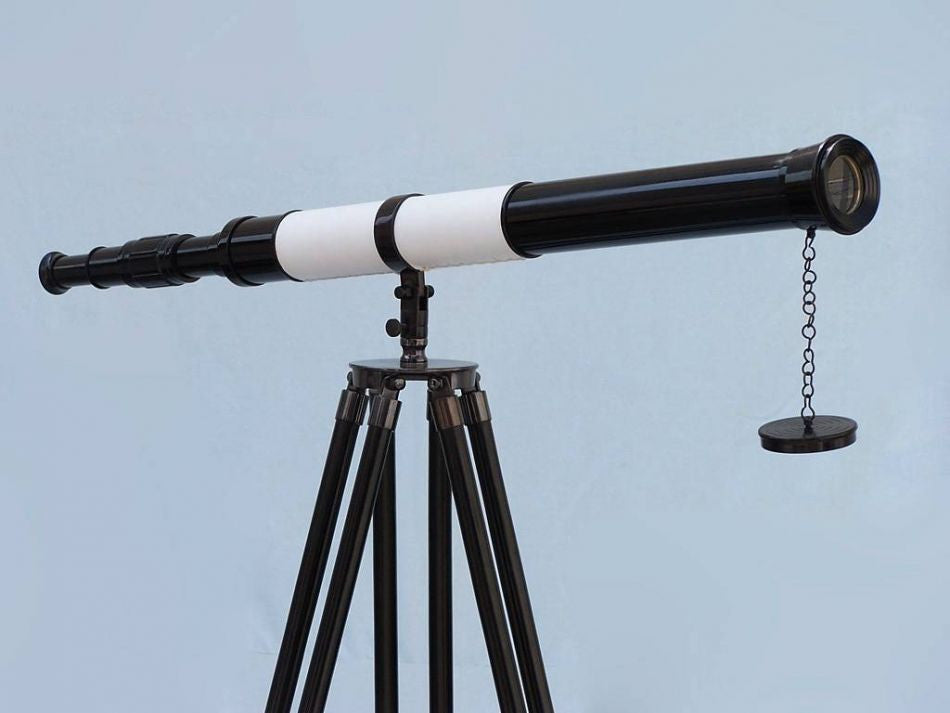 Admirals Floor Standing Oil Rubbed Bronze-White Leather with Black Stand Telescope 60"