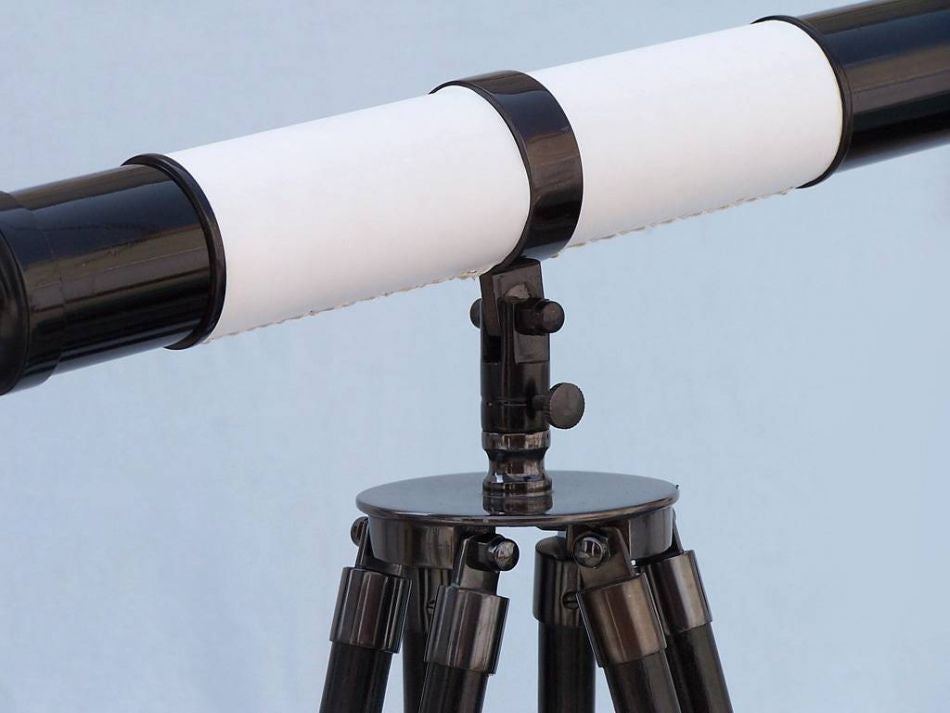 Admirals Floor Standing Oil Rubbed Bronze-White Leather with Black Stand Telescope 60"