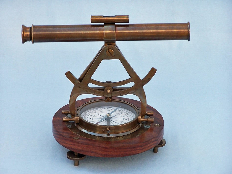 Antique Brass Alidade Compass 14"