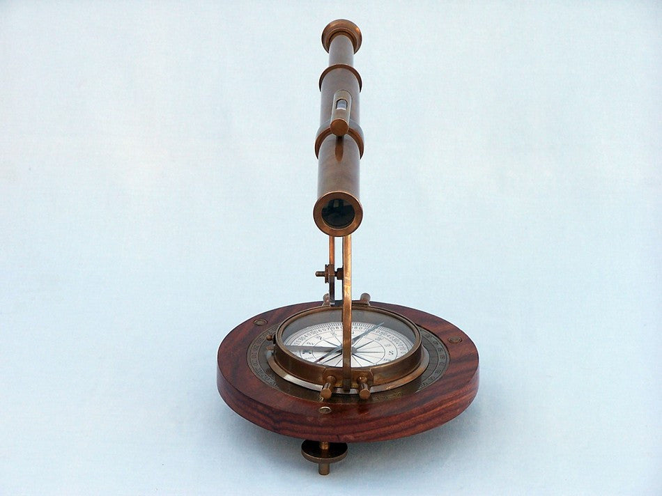 Antique Brass Alidade Compass 14"
