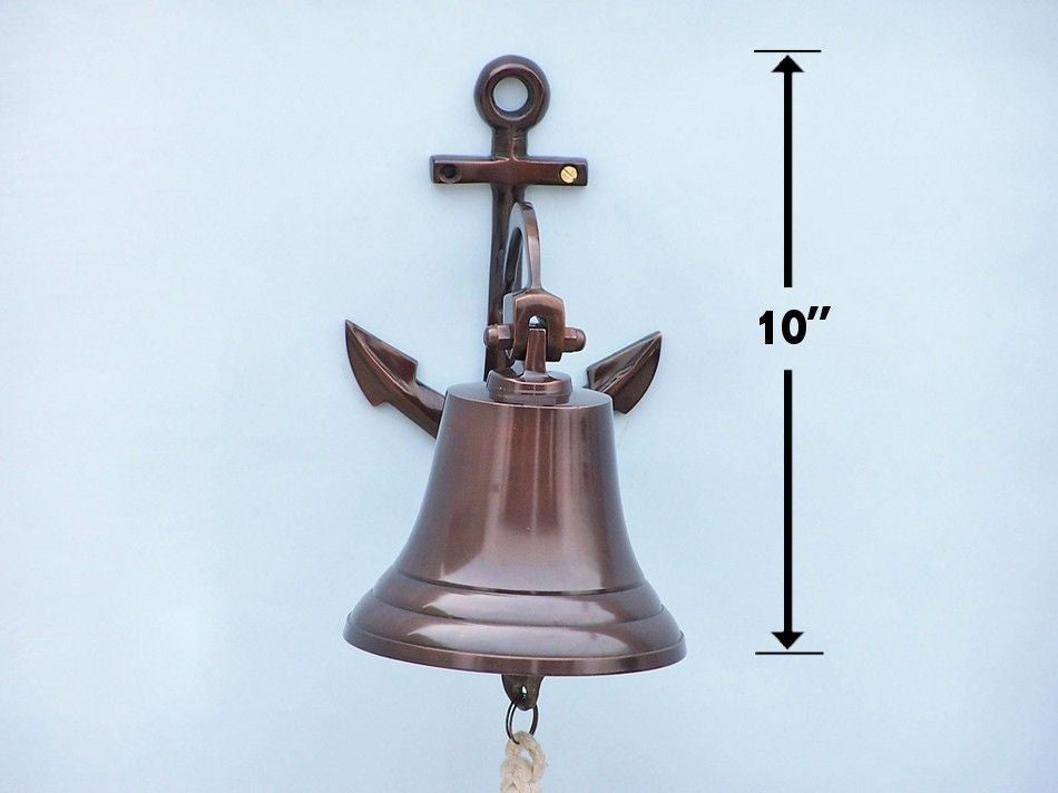 Antique Copper Hanging Anchor Bell 10"