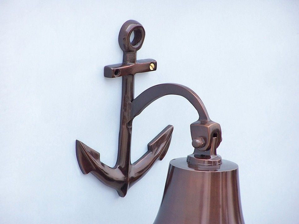 Antique Copper Hanging Anchor Bell 10"