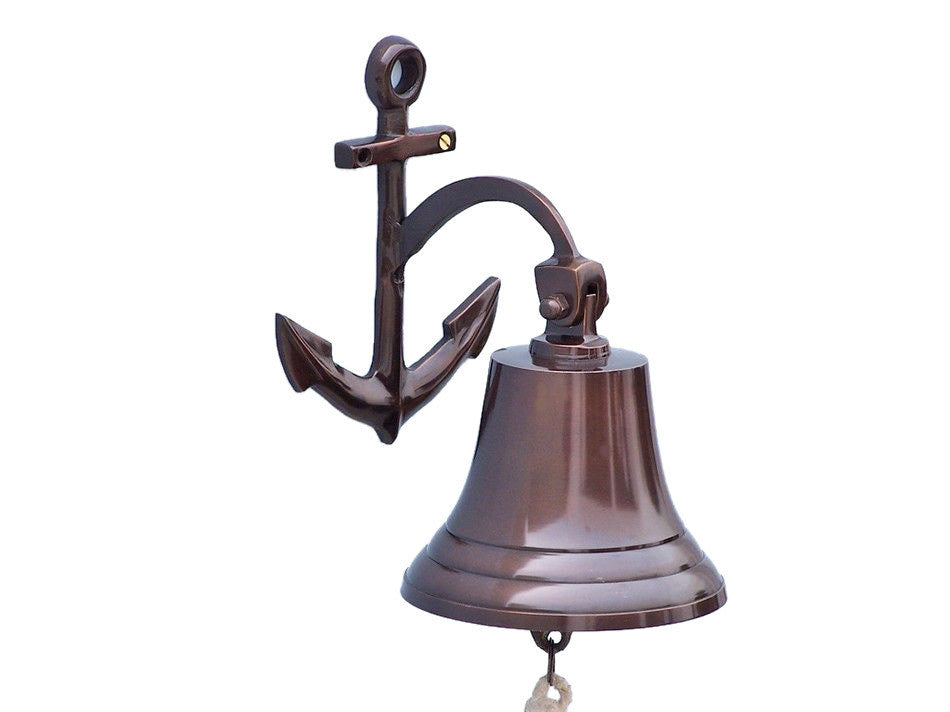 Antique Copper Hanging Anchor Bell 10"