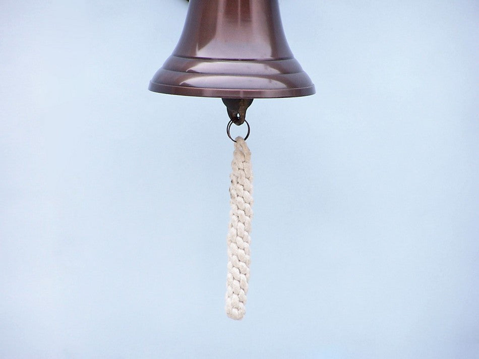 Antique Copper Hanging Ship Wheel Bell 8"