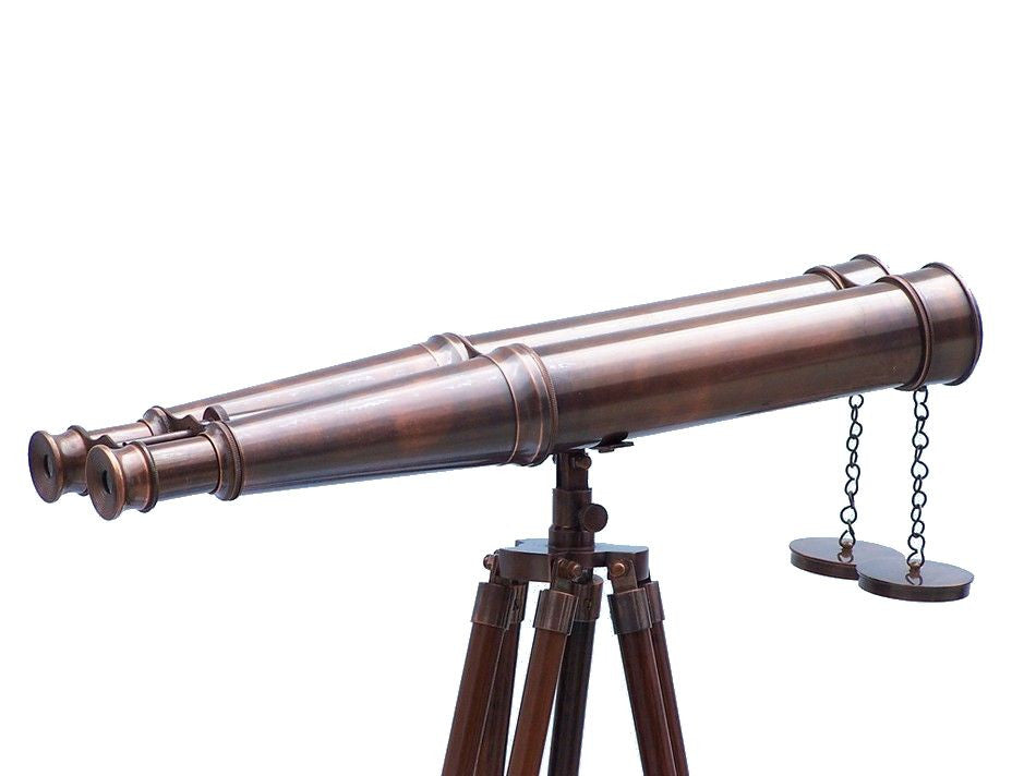 Floor Standing Admiral's Antique Copper Binoculars 62"