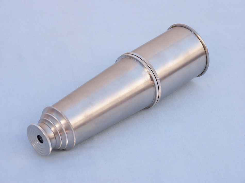 Deluxe Class Brushed Nickel Admirals Spyglass Telescope 27" with Rosewood Box