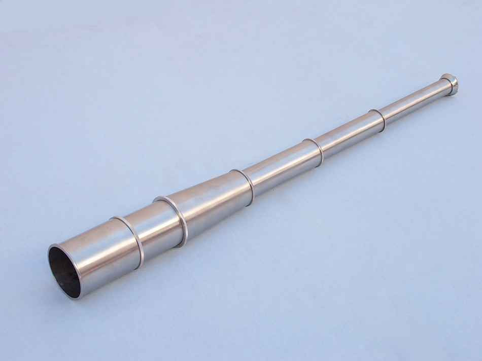 Deluxe Class Brushed Nickel Admirals Spyglass Telescope 27" with Rosewood Box