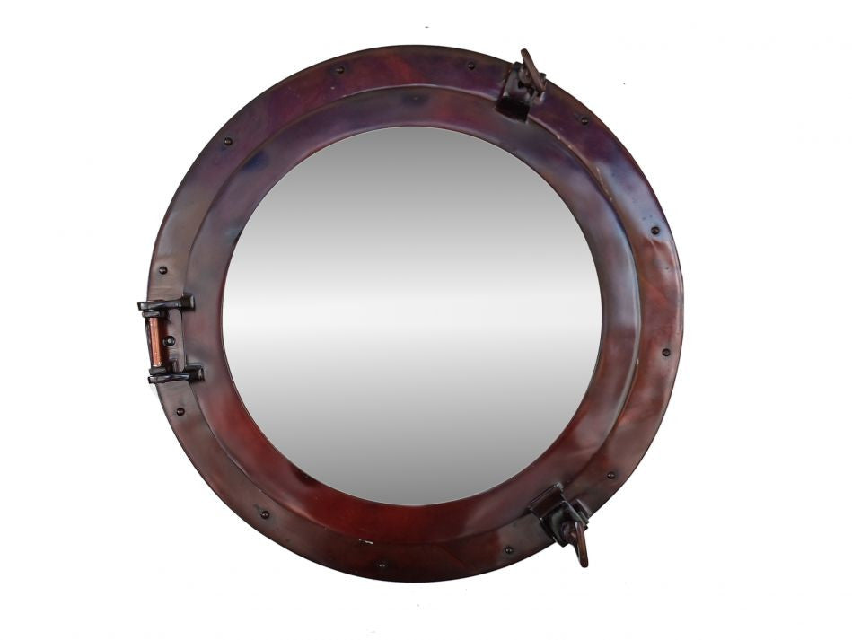 Antique Copper Decorative Ship Porthole Mirror 20"