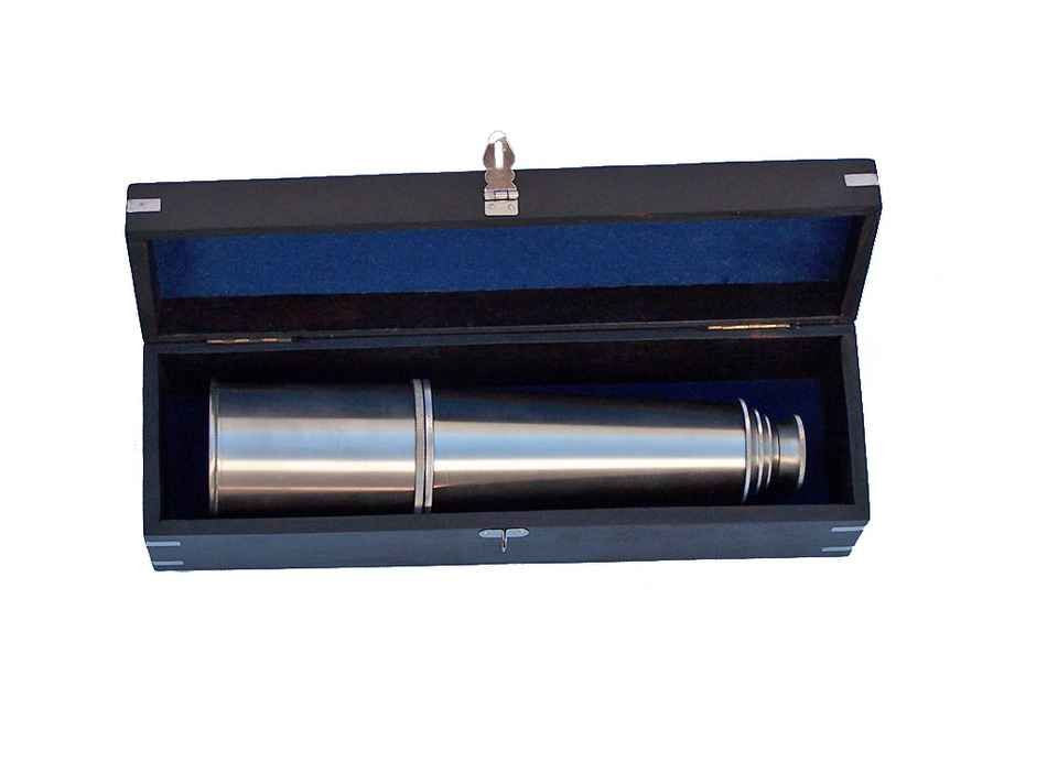 Deluxe Class Hampton Collection Brushed Nickel Spyglass 36" with Rosewood Box