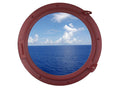 Dark Red Decorative Ship Porthole Window 24"