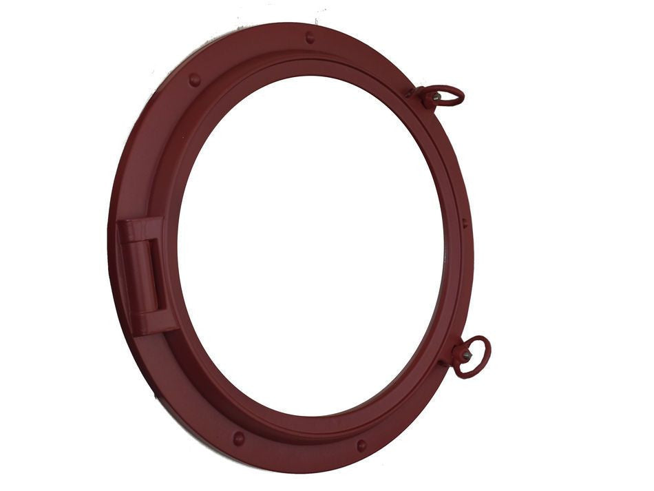 Dark Red Decorative Ship Porthole Window 24"