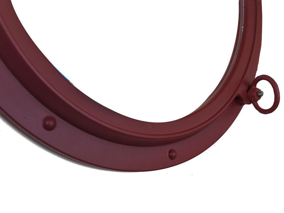 Dark Red Decorative Ship Porthole Window 24"