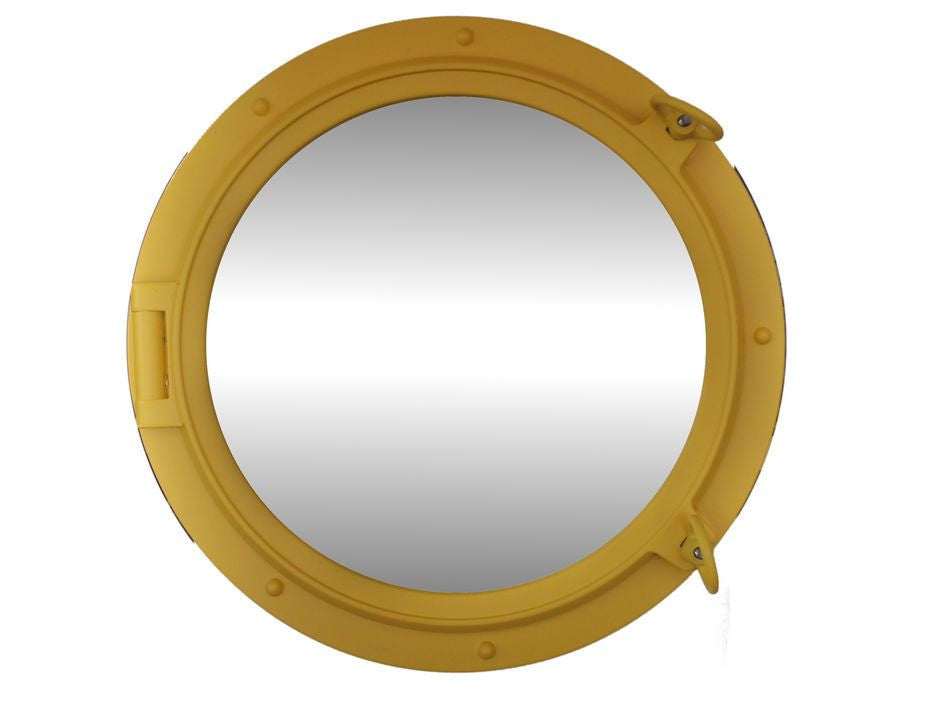 Yellow Decorative Ship Porthole Mirror 24"