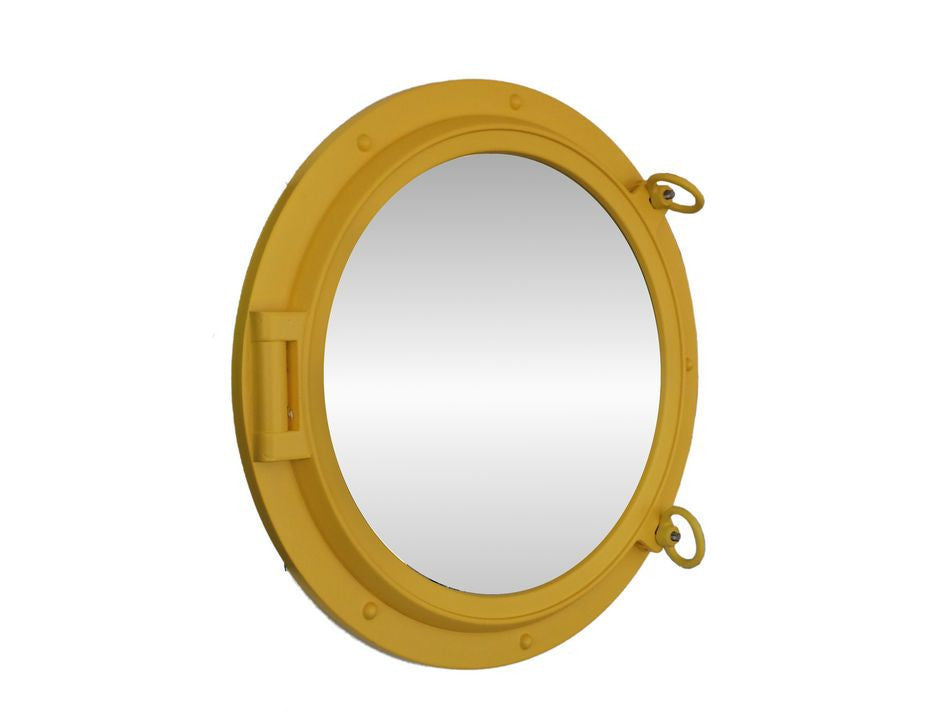 Yellow Decorative Ship Porthole Mirror 24"