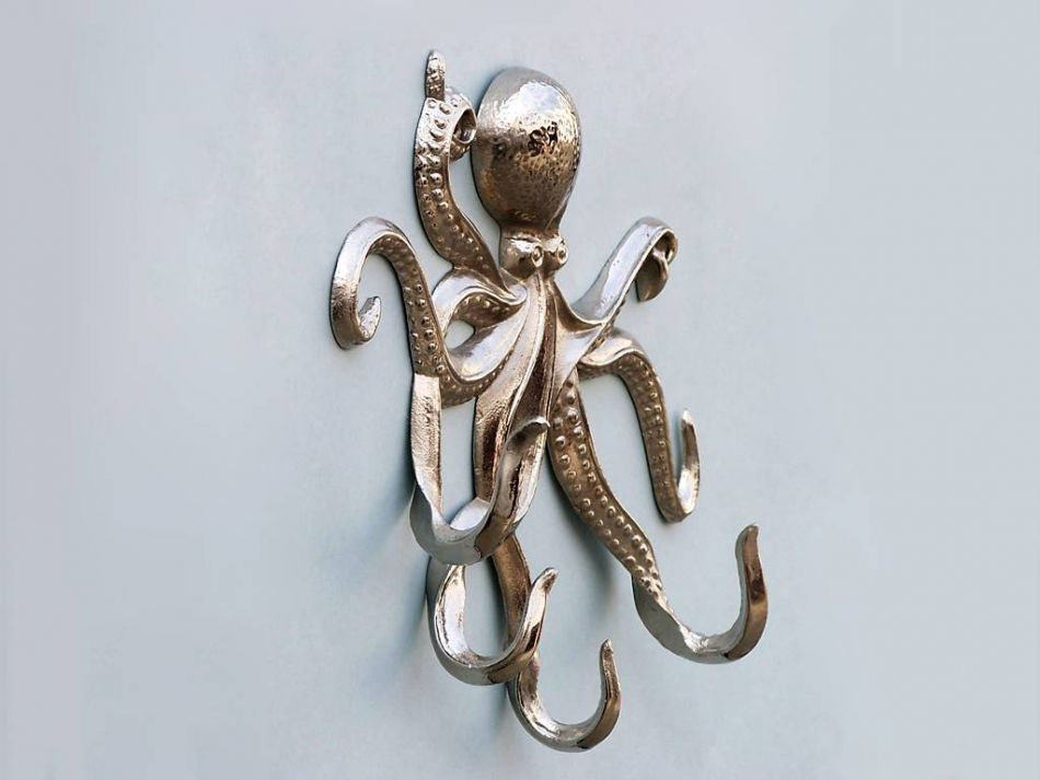 Chrome Octopus with Tentacle Hooks 11"