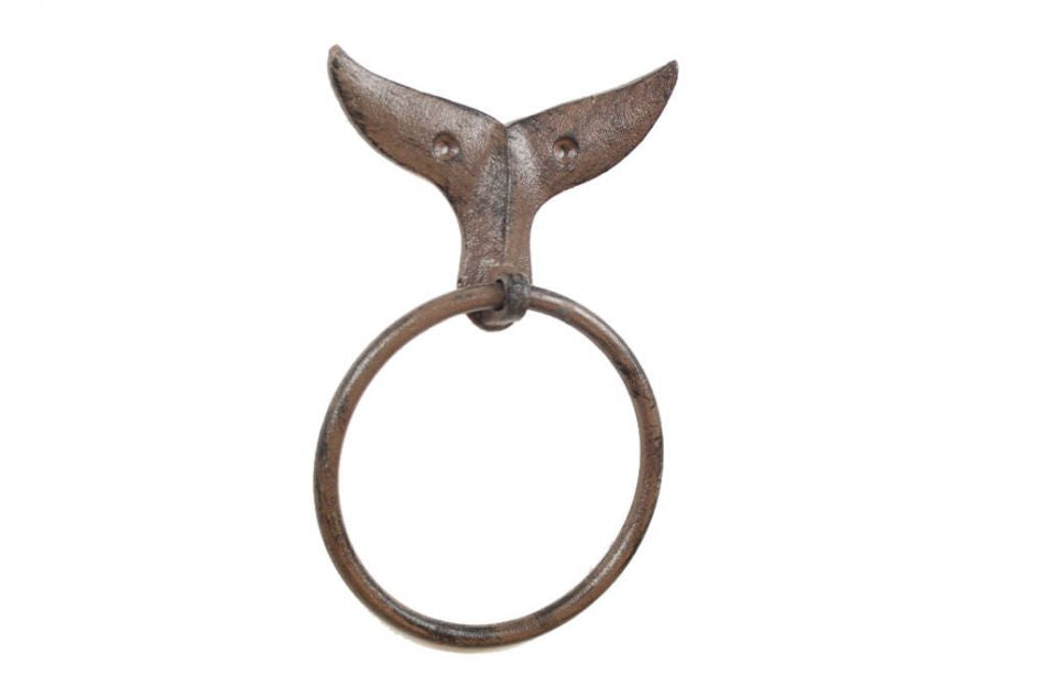 Cast Iron Decorative Whale Tail Towel Holder 7.5"