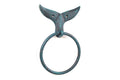 Seaworn Blue Cast Iron Whale Tail Towel Holder 7.5"