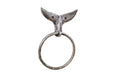 Rustic Silver Cast Iron Whale Tail Towel Holder 7.5"