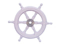Deluxe Class White Wood and Chrome Ship Decorative Steering Wheel 12"