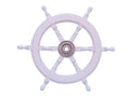 Deluxe Class White Wood and Chrome Ship Decorative Steering Wheel 24"