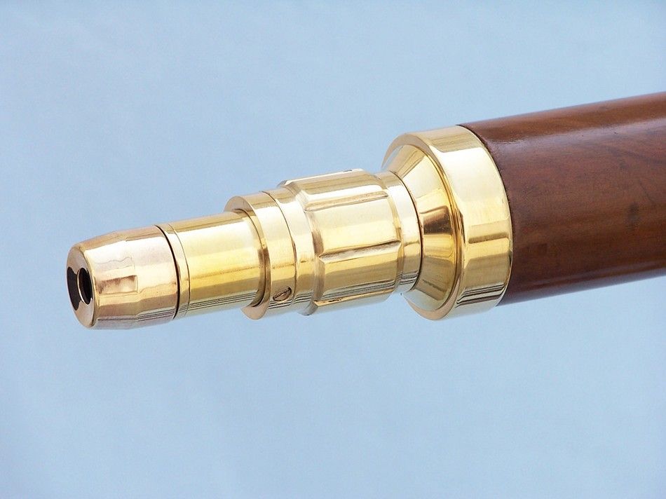 Floor Standing Brass/Wood Anchormaster Telescope 65"