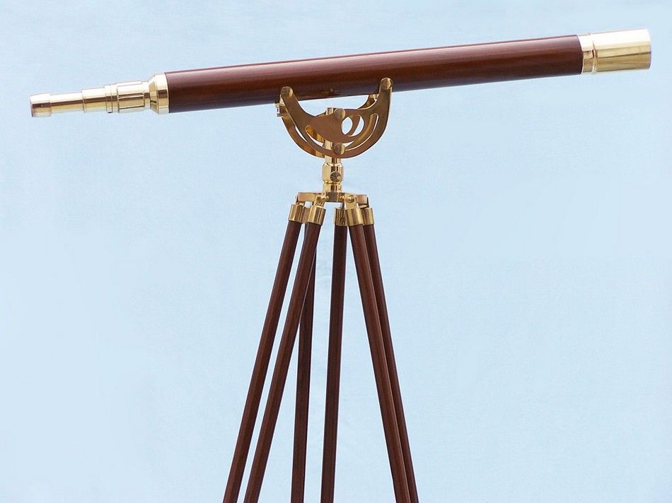 Floor Standing Brass/Wood Anchormaster Telescope 65"
