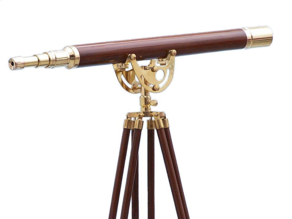 Floor Standing Brass/Wood Anchormaster Telescope 65"