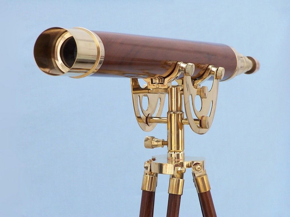 Floor Standing Brass/Wood Anchormaster Telescope 65"